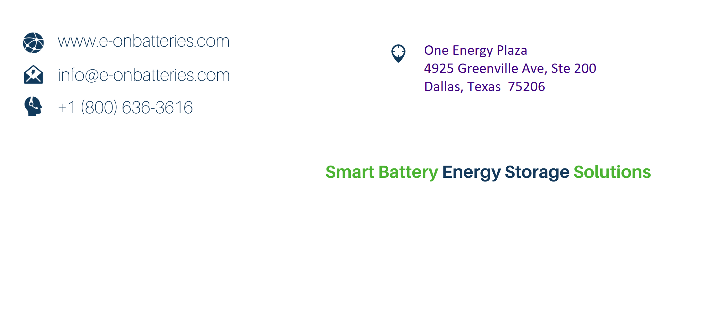 e-On Batteries contact us via email, phone, or mail